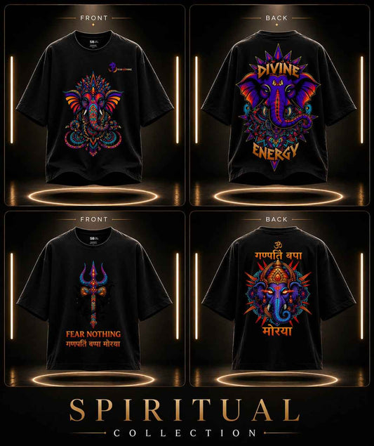 Divine Ganpati Printed Oversized T-Shirt | 260 GSM | Unisex Streetwear | COD Available